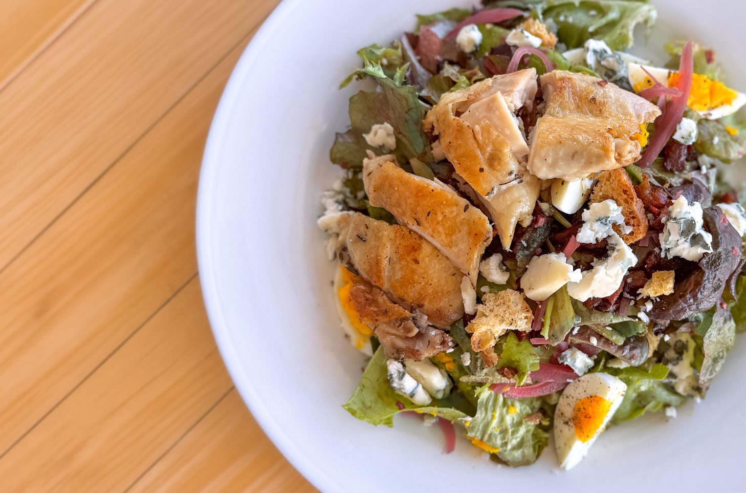 chicken salad on white plate