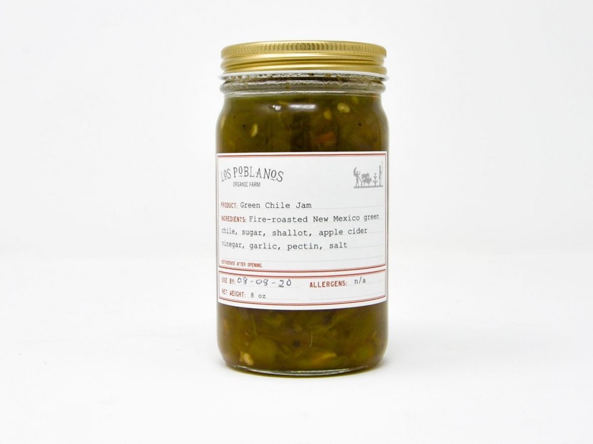 los poblanos green chili jam jar