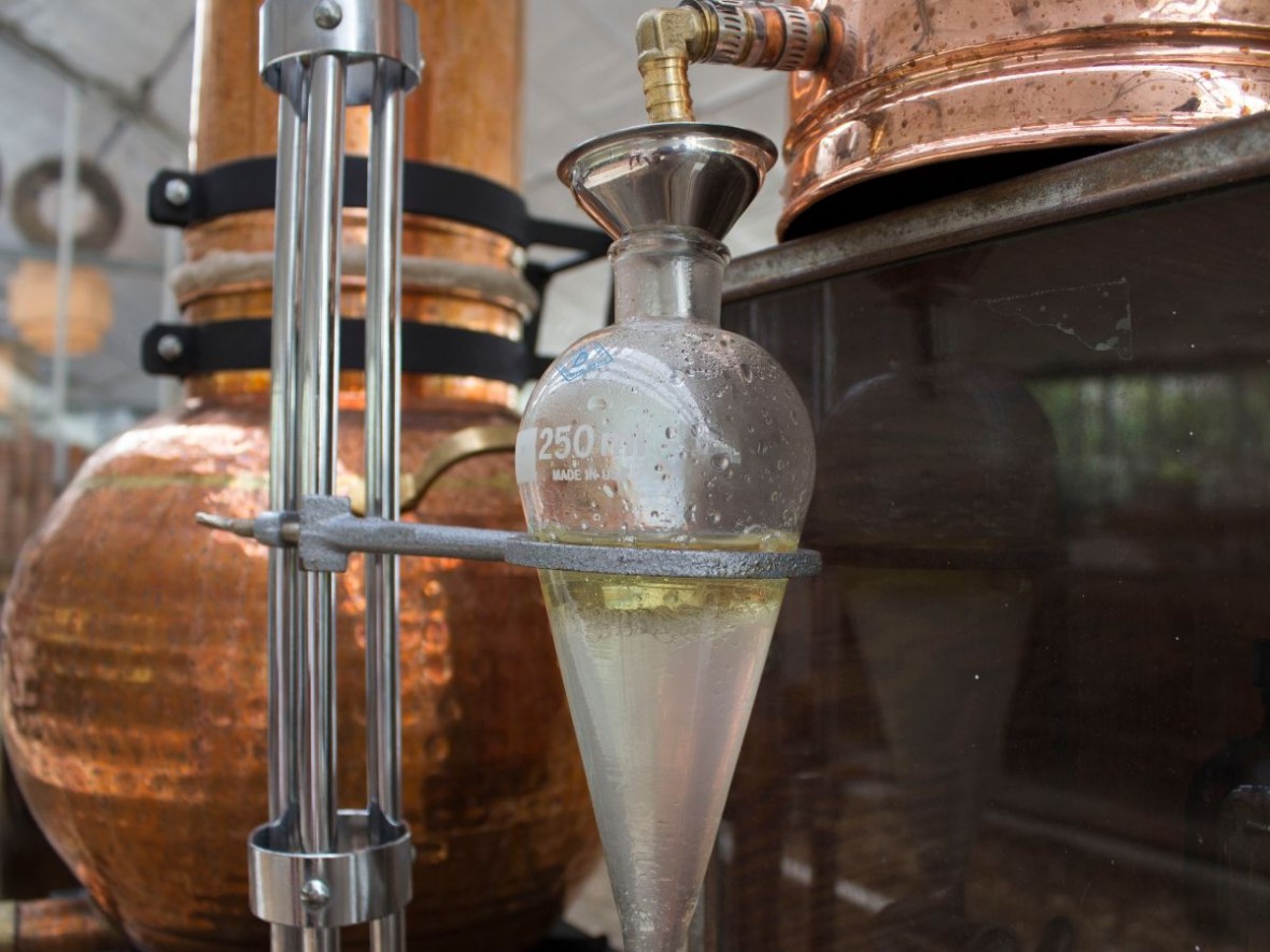 close up of distillation