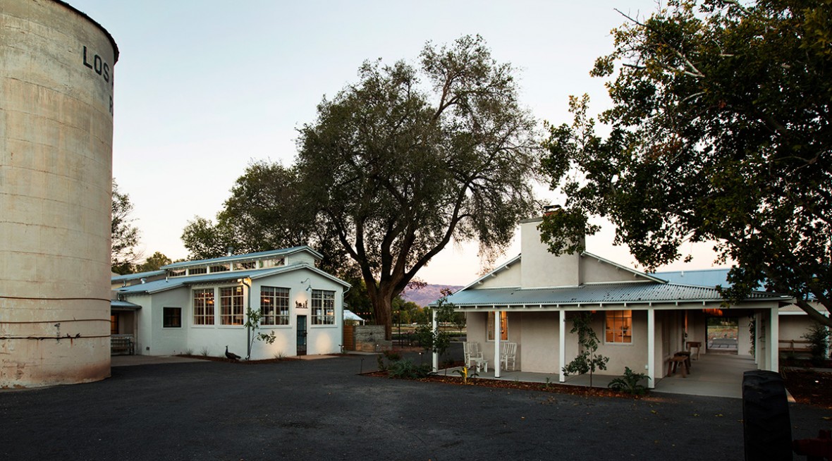 Los Poblanos inn, Campo and silos in Albuquerque, New Mexico