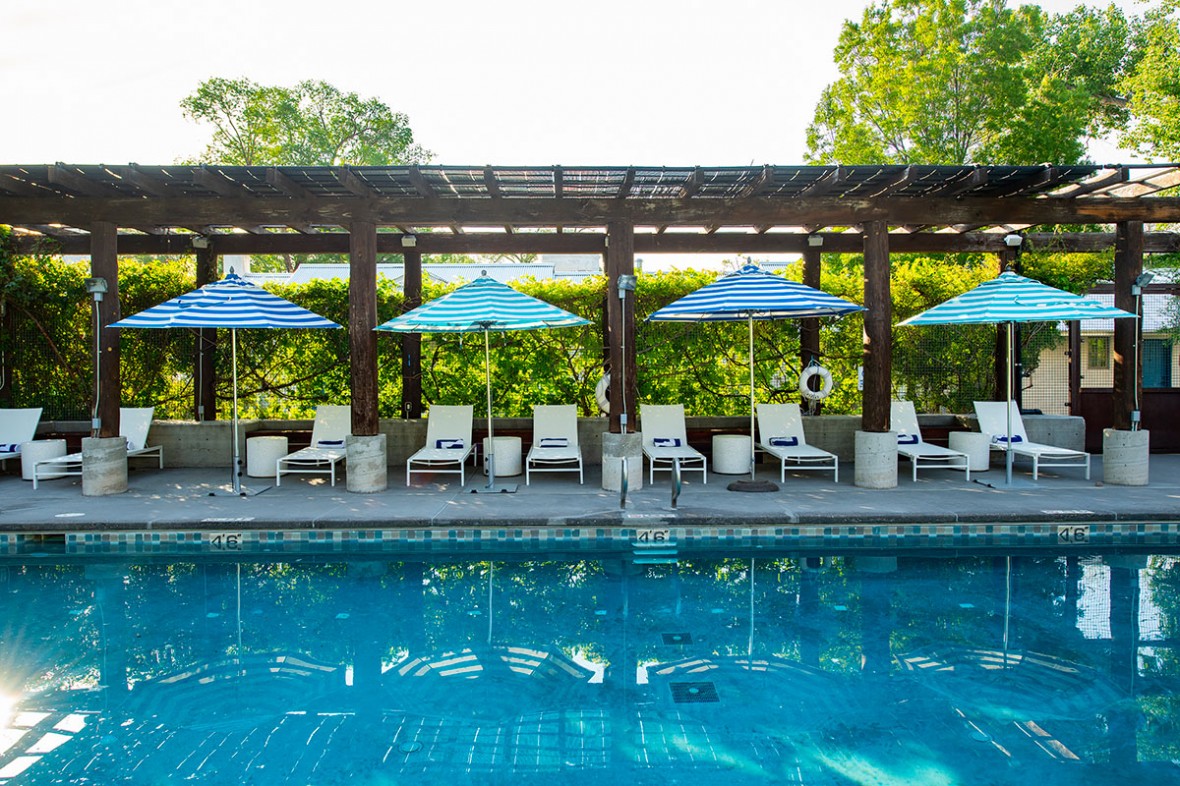 photo taken by Doug Merriam of the pool and pool chairs