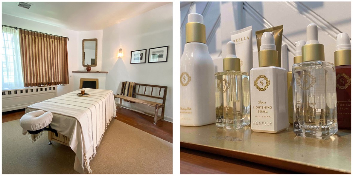 spa treatment bed and Sorella product