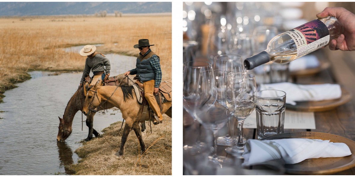 photoset of horses and dinner table set by Wes Walker