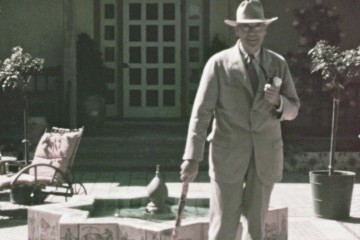 Albert Simms in the Hacienda Courtyard