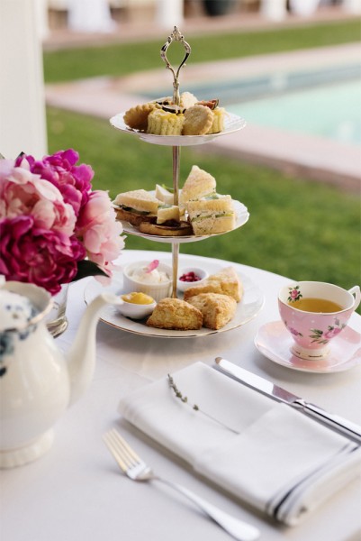 Tea tray set up with tea bites 