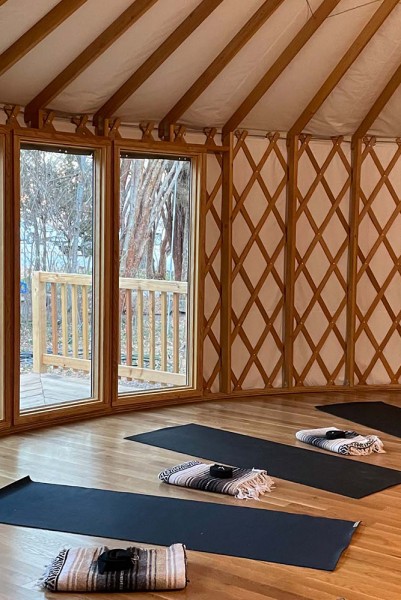 inside of the wellness yurt