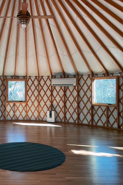Inside view of the Wellness Yurt